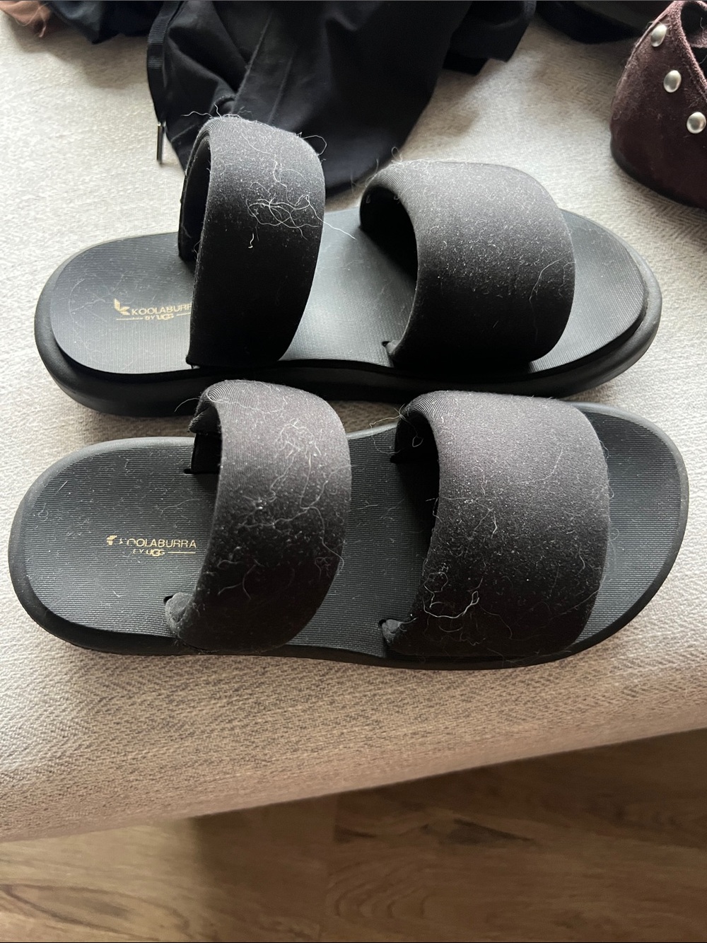 Koolaburra Black Dual-Strap Slide Sandals